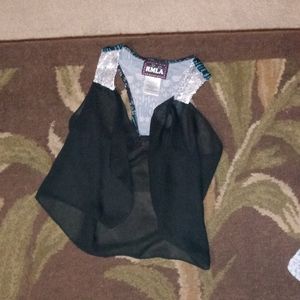 Black see through shirt cover.